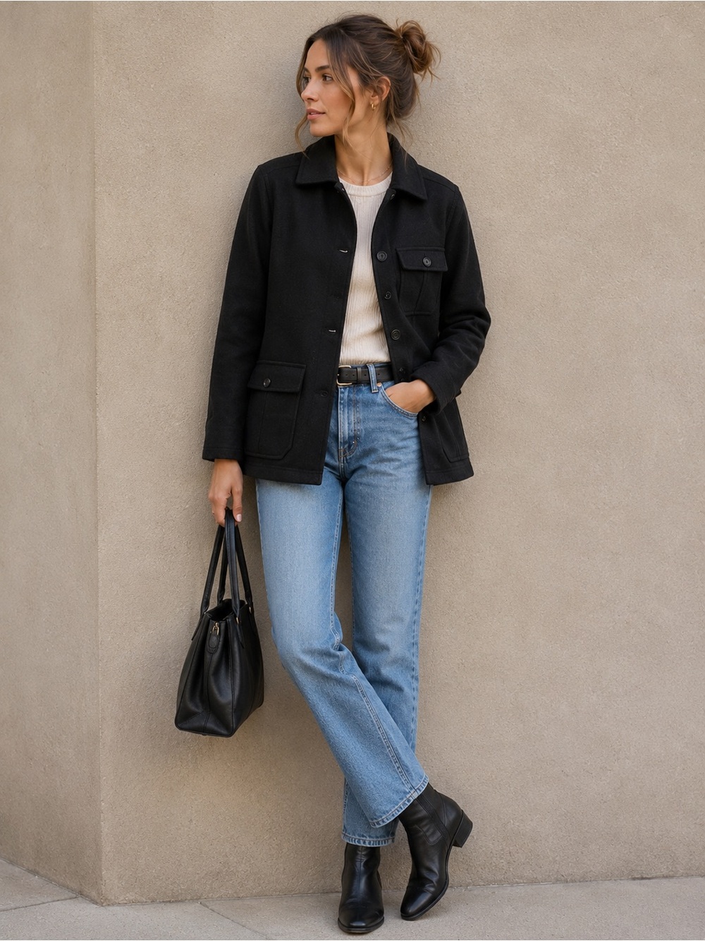 J.Crew Wool Blend Black Utility Chore Shacket Jacket Women’s